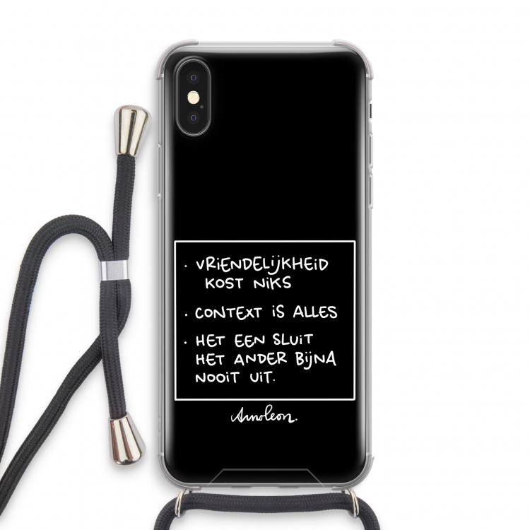 Mijn Motto's: iPhone X Transparant Hoesje met koord