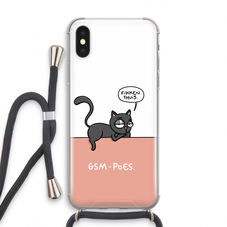 GSM poes: iPhone X Transparant Hoesje met koord