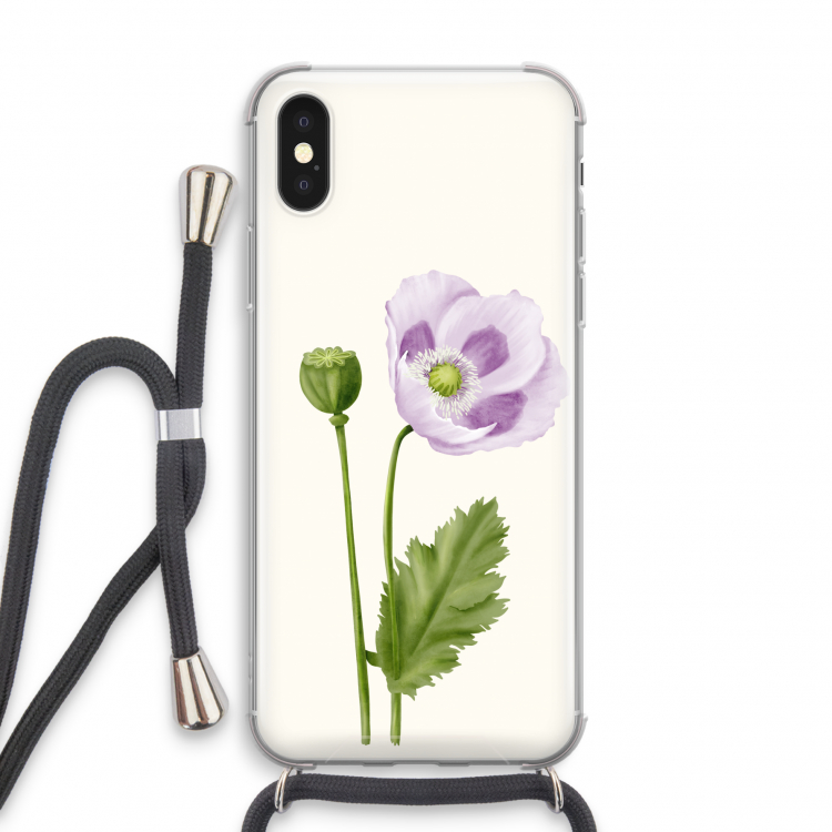 Purple poppy: iPhone X Transparant Hoesje met koord
