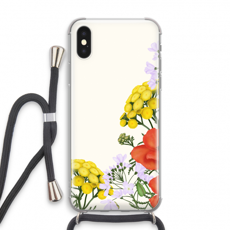Wilde bloemen: iPhone X Transparant Hoesje met koord