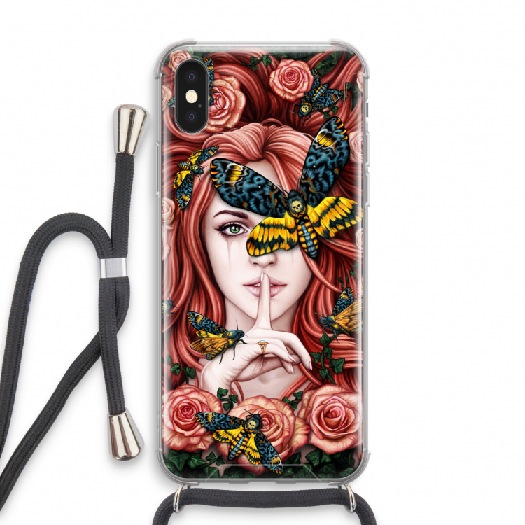 Lady Moth: iPhone X Transparant Hoesje met koord