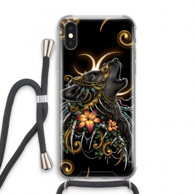 Huilende Wolf: iPhone X Transparant Hoesje met koord