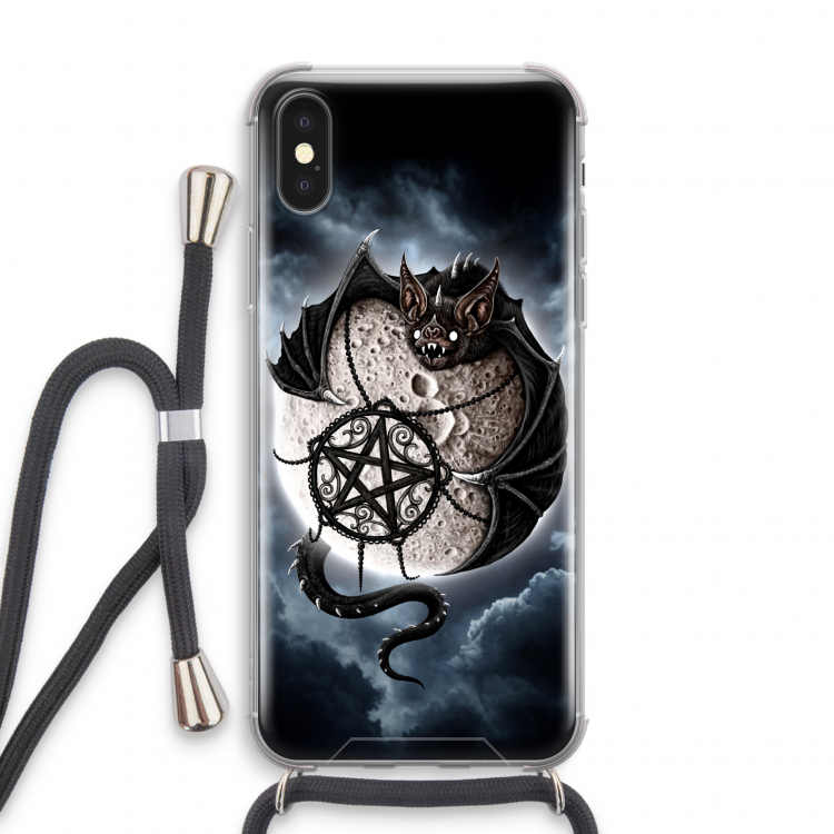 Volle maan: iPhone X Transparant Hoesje met koord