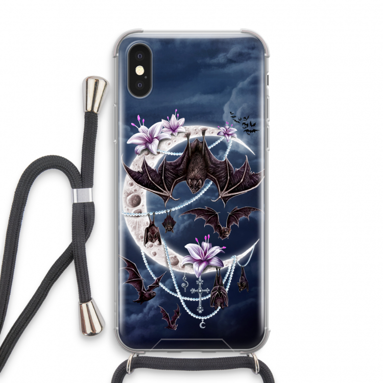 Vleermuizen Maan: iPhone X Transparant Hoesje met koord