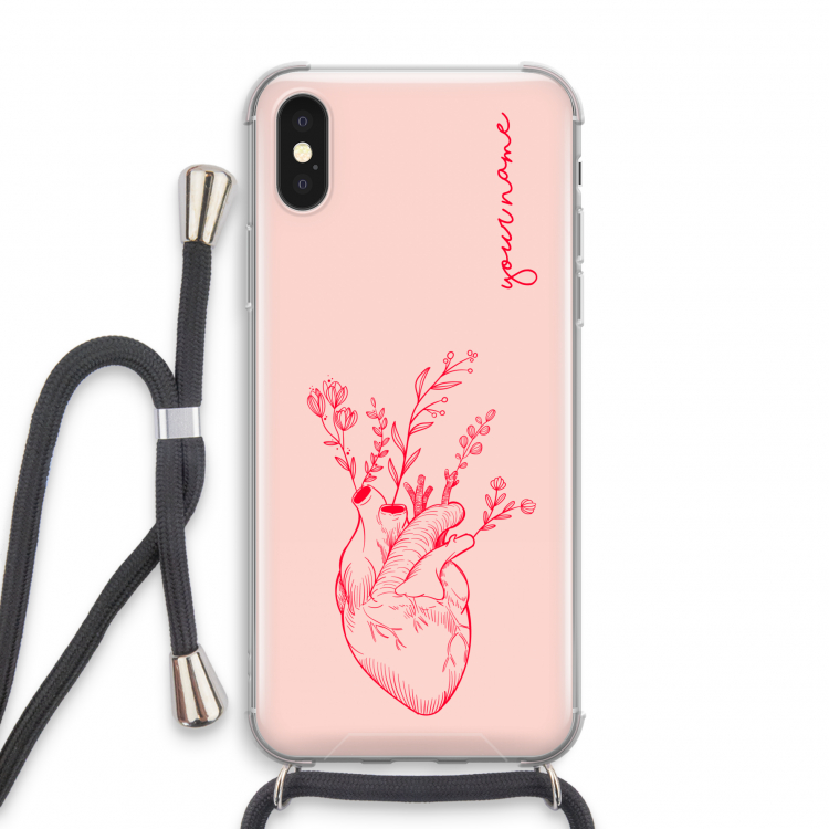 Blooming Heart: iPhone X Transparant Hoesje met koord