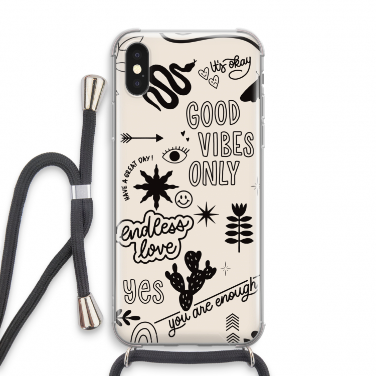 Good vibes: iPhone X Transparant Hoesje met koord