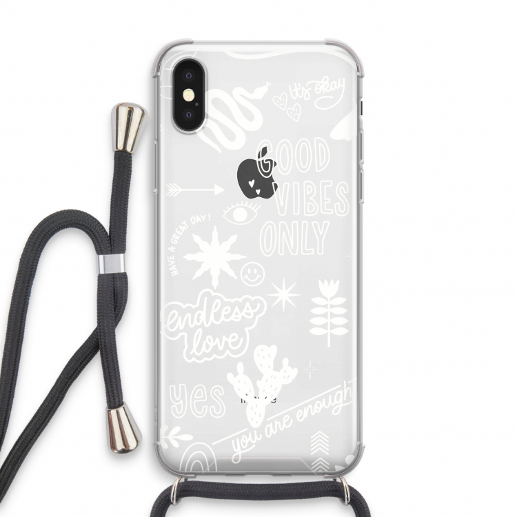 Good vibes: iPhone X Transparant Hoesje met koord