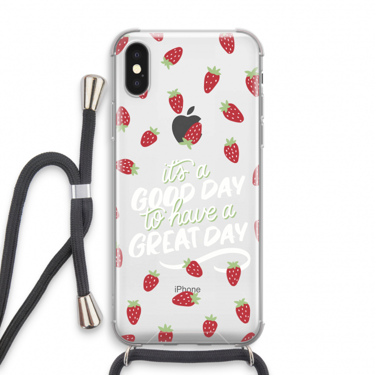 Don't forget to have a great day: iPhone XS Transparant Hoesje met koord