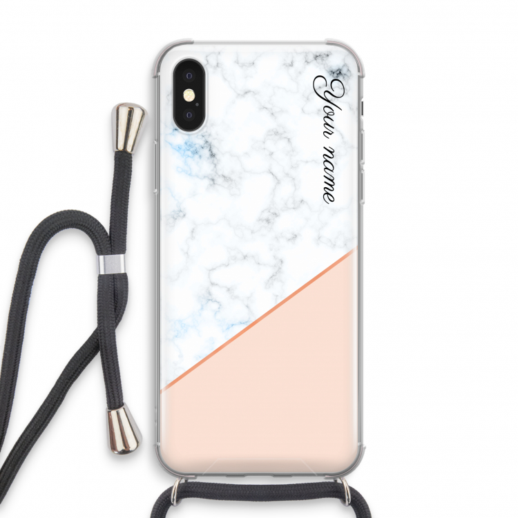 Marmer in stijl: iPhone XS Transparant Hoesje met koord