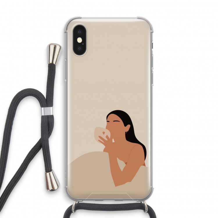 Fresh coffee: iPhone XS Transparant Hoesje met koord