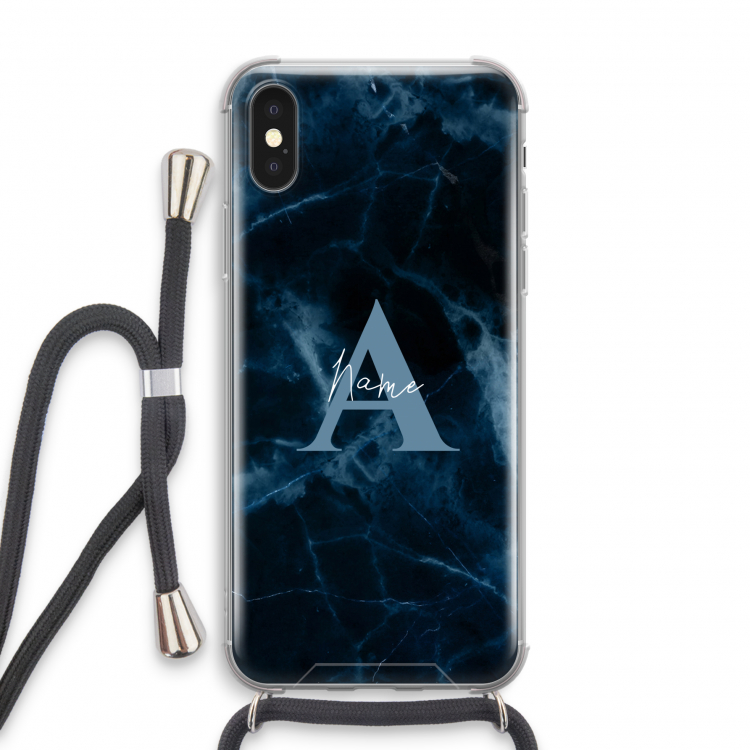 Midnight Marble: iPhone XS Transparant Hoesje met koord