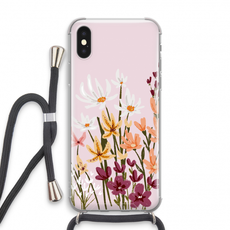 Painted wildflowers: iPhone XS Transparant Hoesje met koord