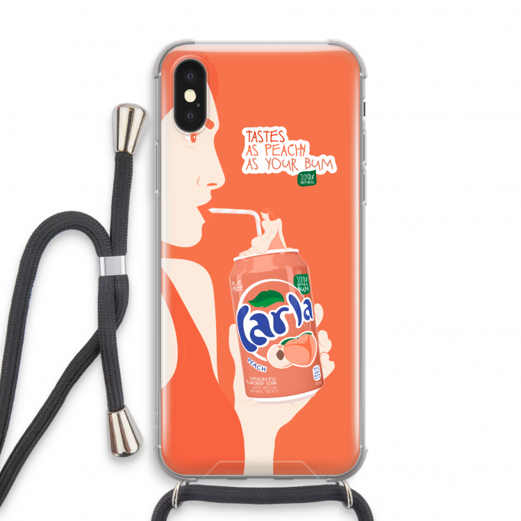 Peach please!: iPhone XS Transparant Hoesje met koord