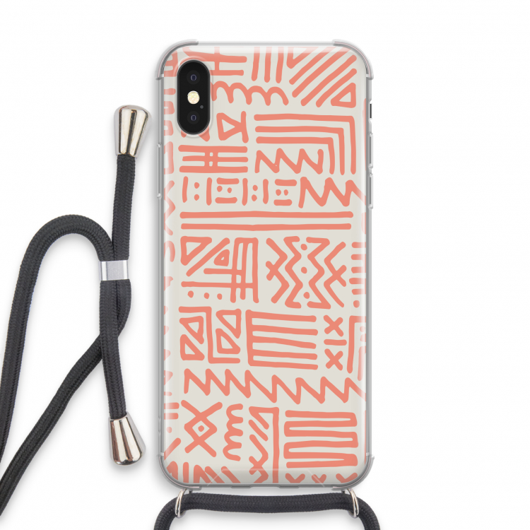 Marrakech Pink: iPhone XS Transparant Hoesje met koord