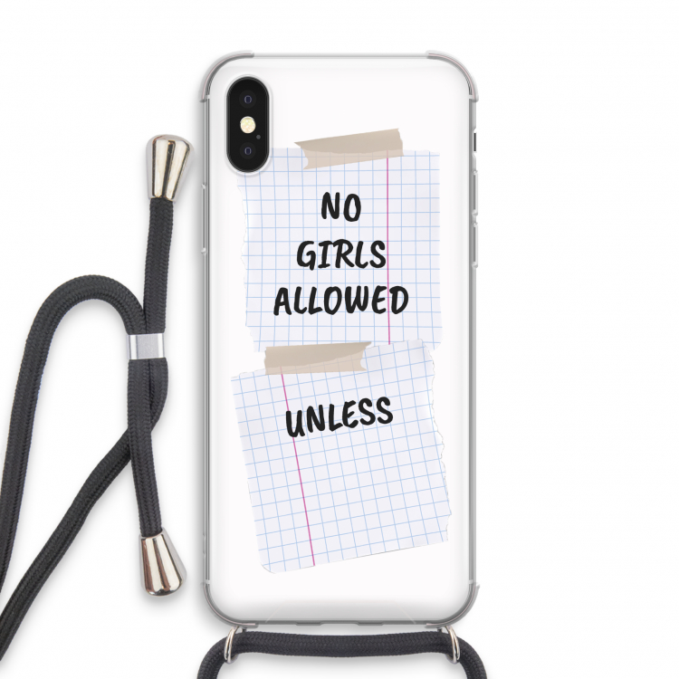 No Girls Allowed Unless: iPhone XS Transparant Hoesje met koord