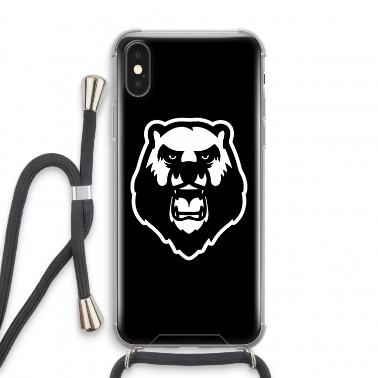 Angry Bear (black): iPhone XS Transparant Hoesje met koord