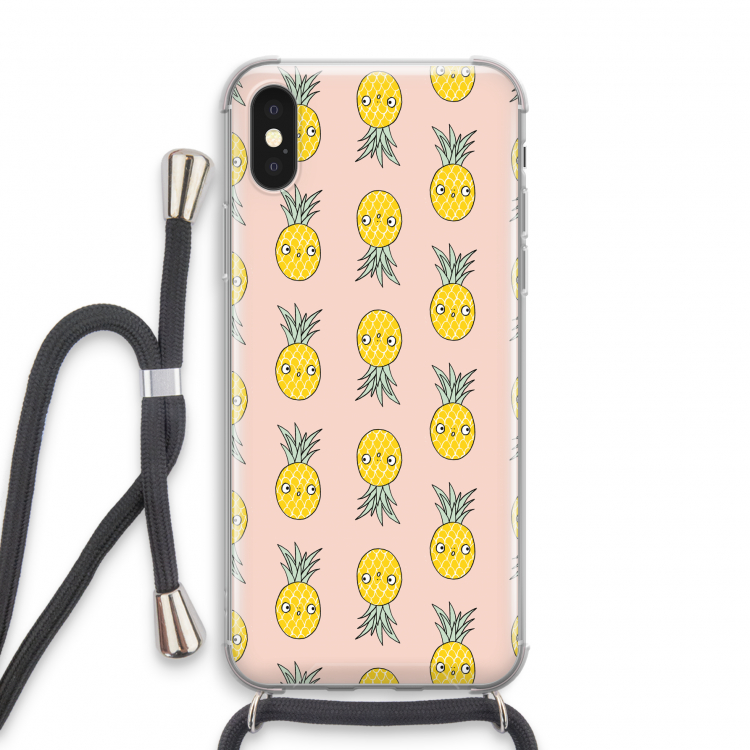 Ananas: iPhone XS Transparant Hoesje met koord