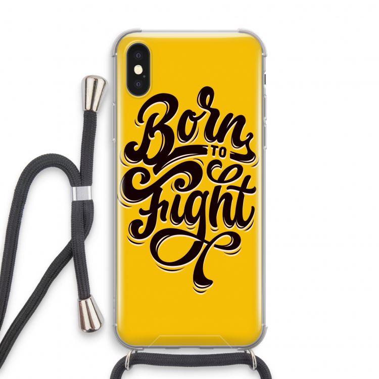 Born to Fight: iPhone XS Transparant Hoesje met koord