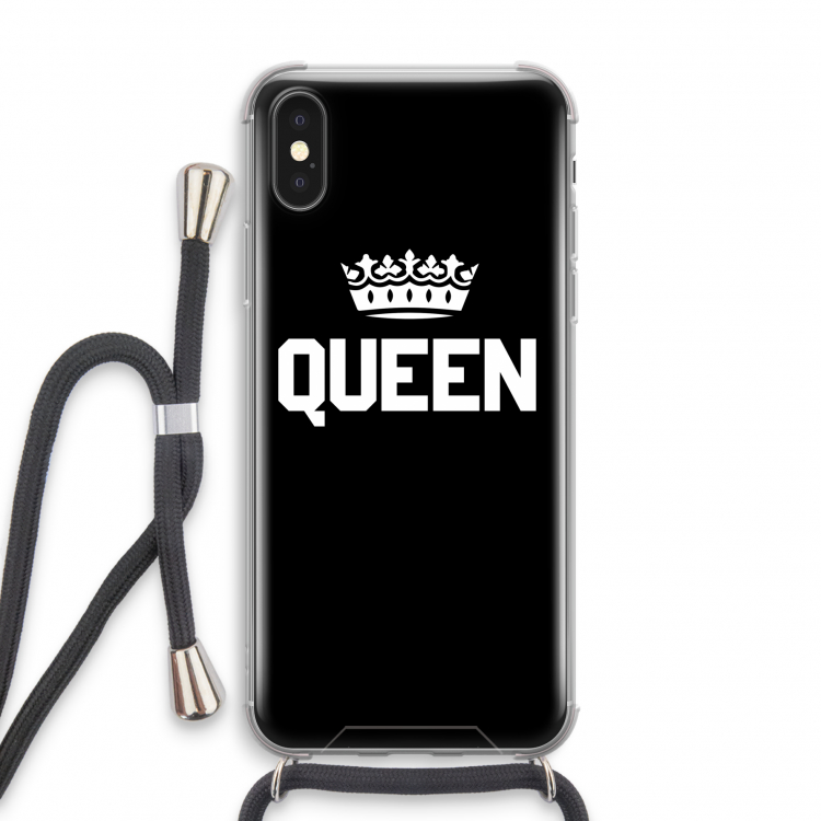 Queen zwart: iPhone XS Transparant Hoesje met koord