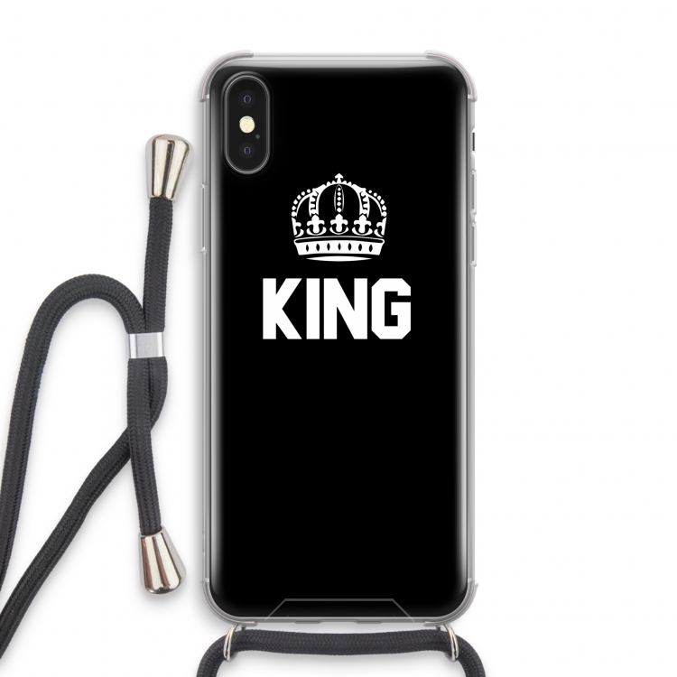 King zwart: iPhone XS Transparant Hoesje met koord