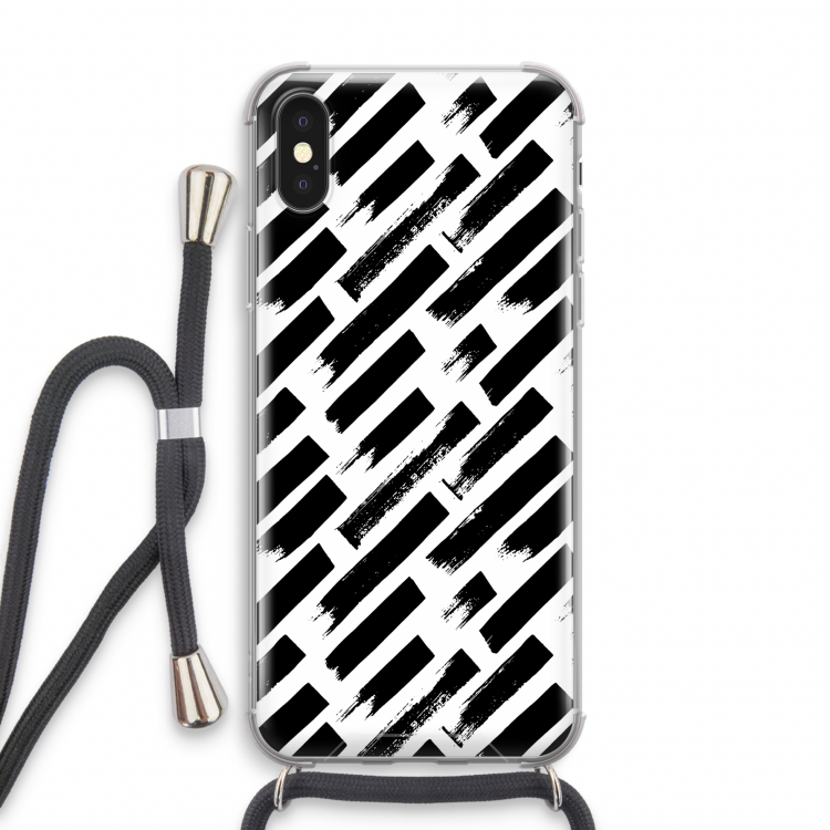 Zwarte vegen: iPhone XS Transparant Hoesje met koord