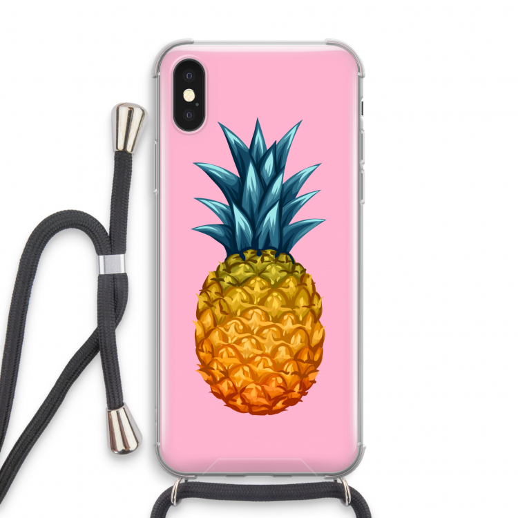 Grote ananas: iPhone XS Transparant Hoesje met koord