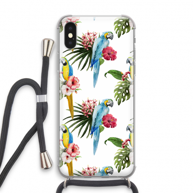 Kleurrijke papegaaien: iPhone XS Transparant Hoesje met koord