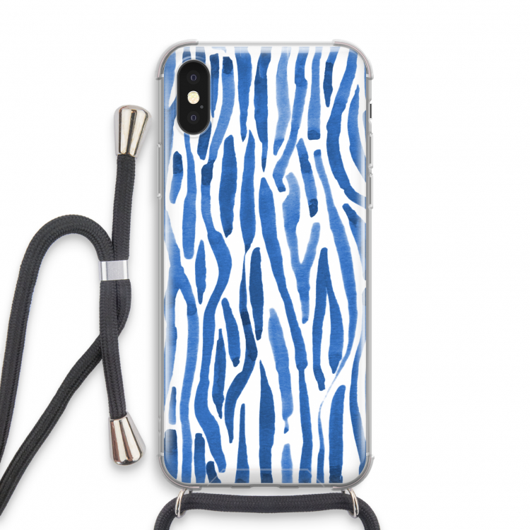 Blauwe nerven: iPhone XS Transparant Hoesje met koord