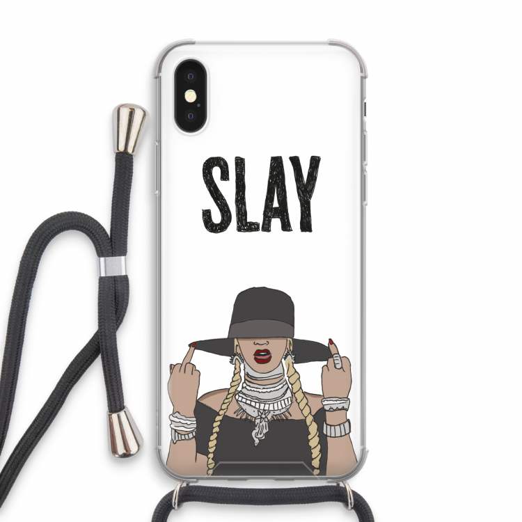 Slay All Day: iPhone XS Transparant Hoesje met koord