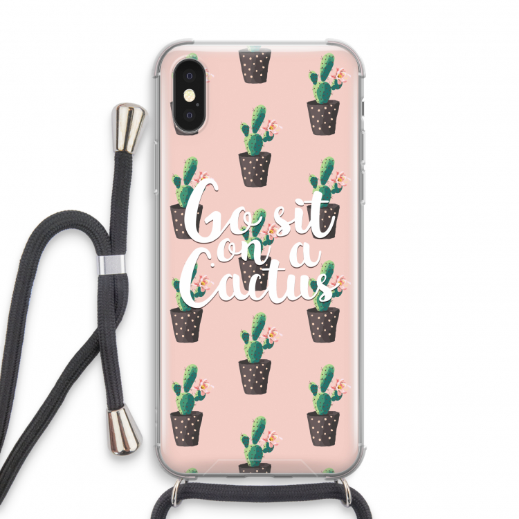 Cactus quote: iPhone XS Transparant Hoesje met koord