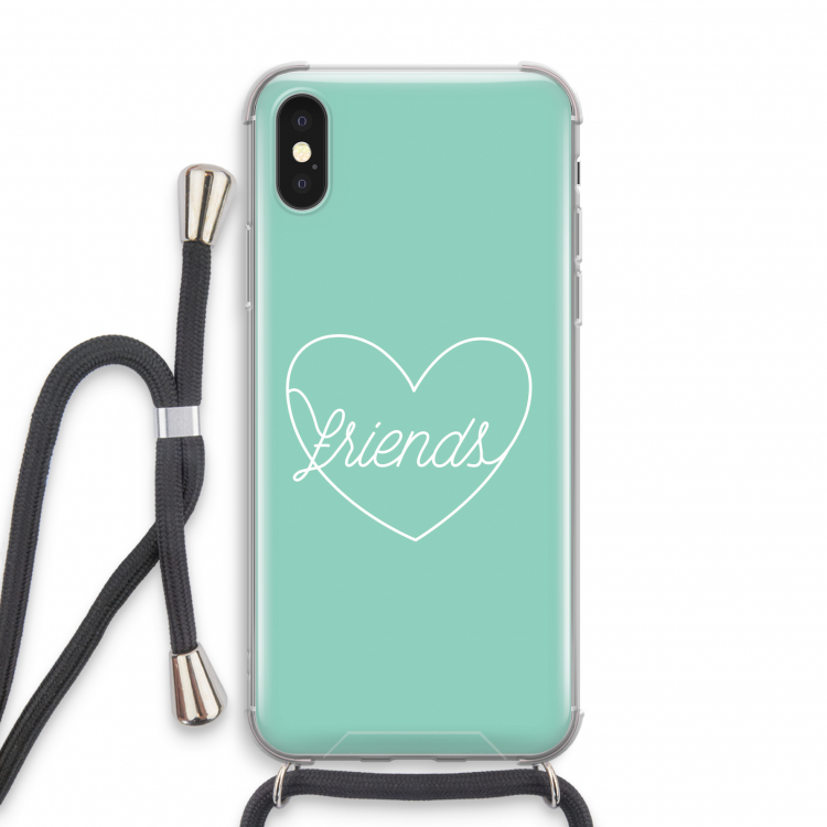Friends heart pastel: iPhone XS Transparant Hoesje met koord