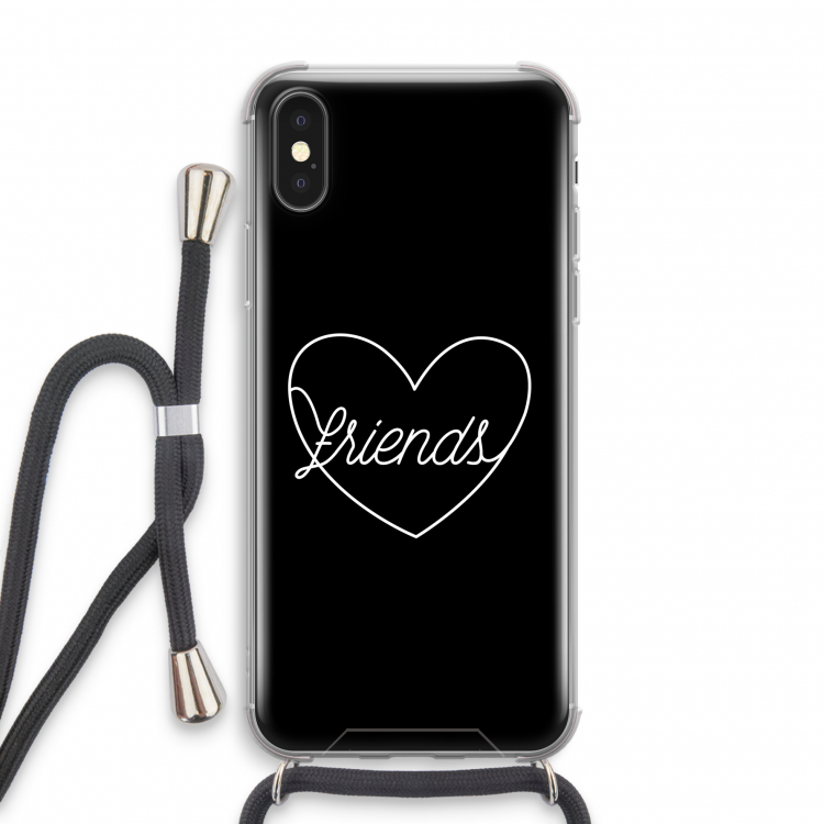 Friends heart black: iPhone XS Transparant Hoesje met koord