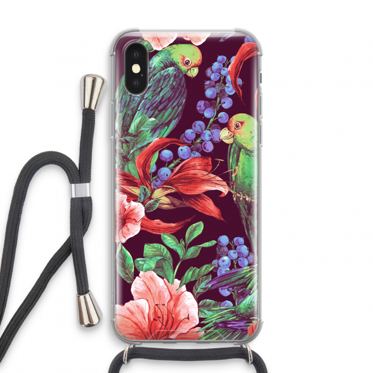 Papegaaien: iPhone XS Transparant Hoesje met koord