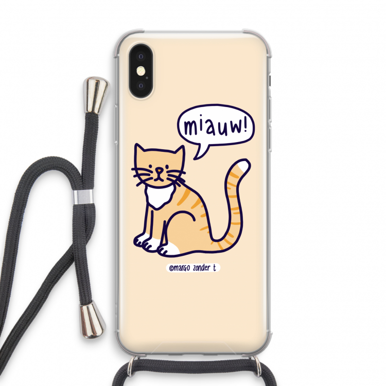 Miauw: iPhone XS Transparant Hoesje met koord
