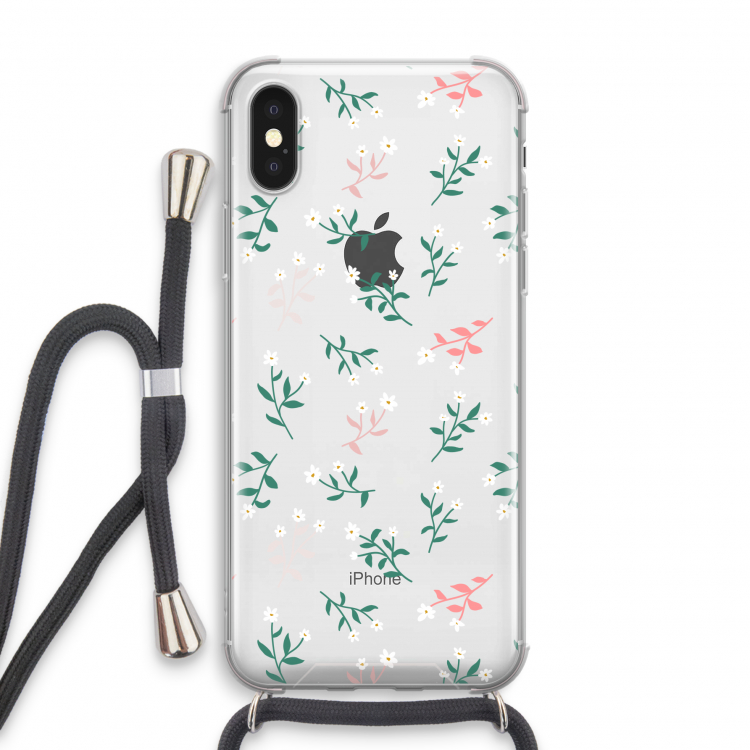 Small white flowers: iPhone XS Transparant Hoesje met koord