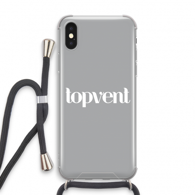 Topvent Grijs Wit: iPhone XS Transparant Hoesje met koord