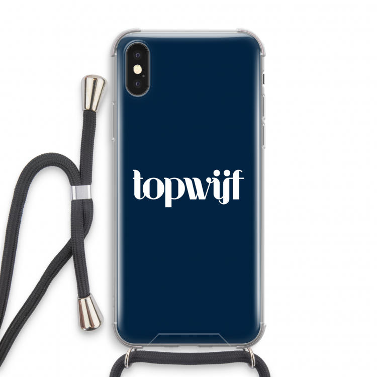 Topwijf Navy: iPhone XS Transparant Hoesje met koord