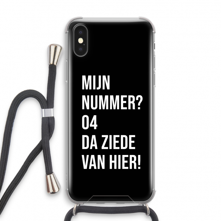 Da ziede van hier - Zwart: iPhone XS Transparant Hoesje met koord