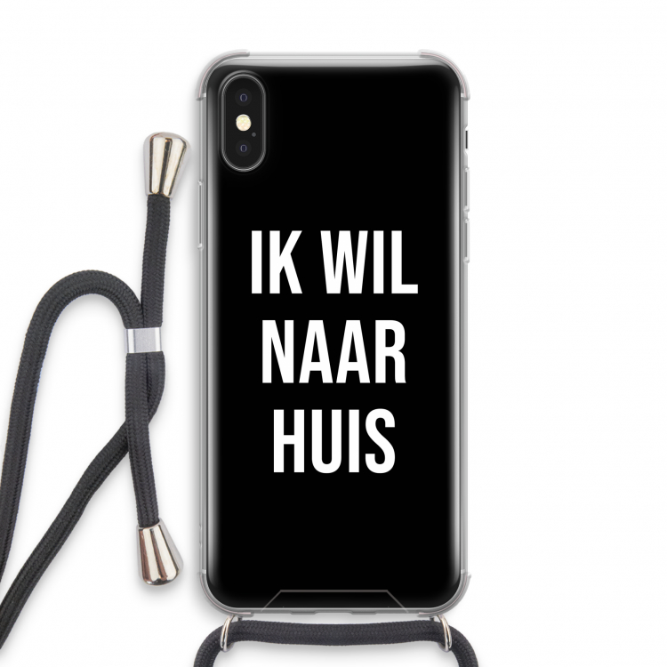 Ik wil naar huis - Zwart: iPhone XS Transparant Hoesje met koord