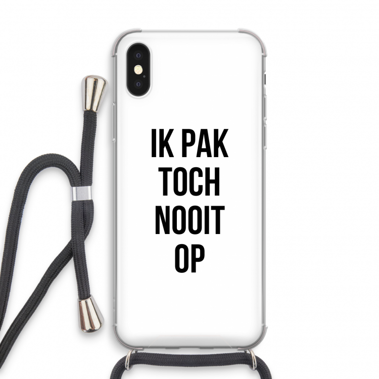 Ik pak nooit op: iPhone XS Transparant Hoesje met koord