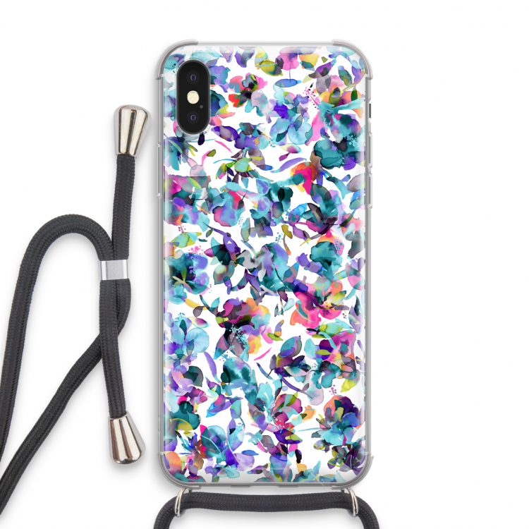 Hibiscus Flowers: iPhone XS Transparant Hoesje met koord