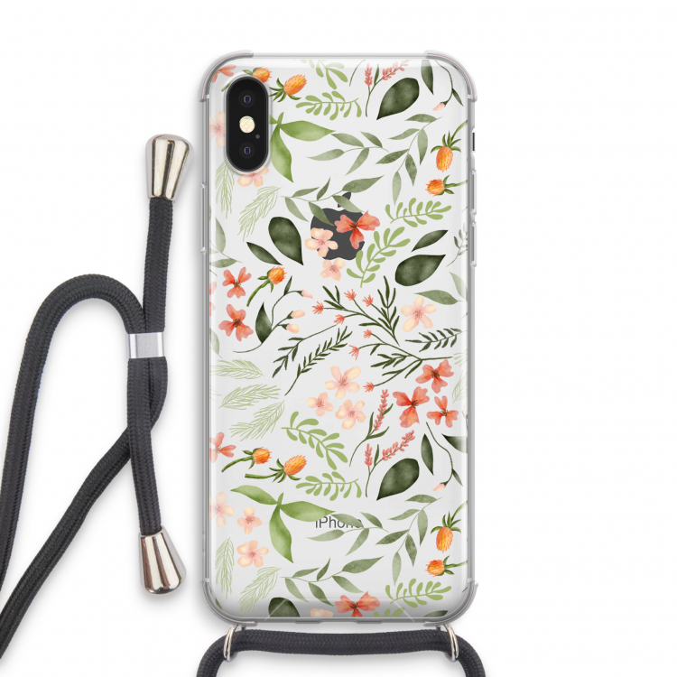 Sweet little flowers: iPhone XS Transparant Hoesje met koord