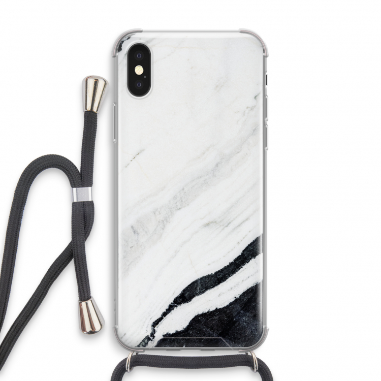 Elegante marmer: iPhone XS Transparant Hoesje met koord