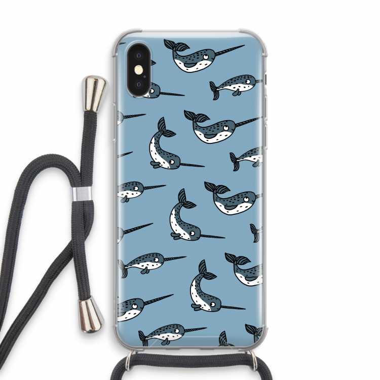 Narwhal: iPhone XS Transparant Hoesje met koord