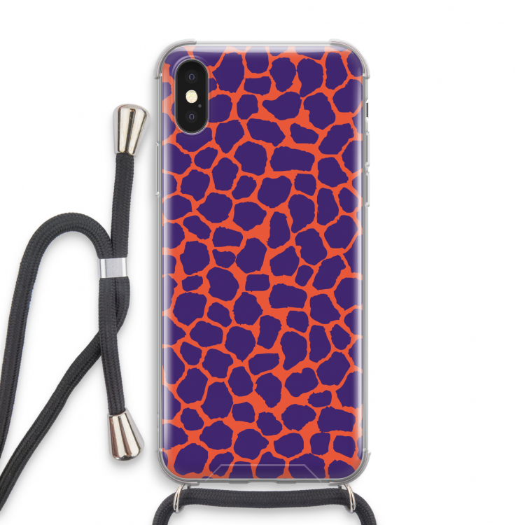 Purple Giraffe: iPhone XS Transparant Hoesje met koord