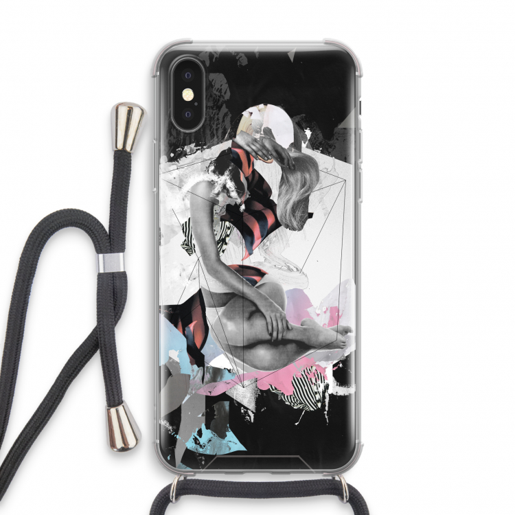 Camouflage de sommeil: iPhone XS Transparant Hoesje met koord