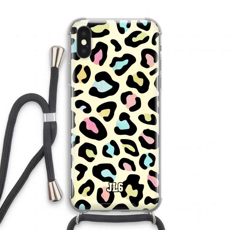 Leopard pattern: iPhone XS Transparant Hoesje met koord