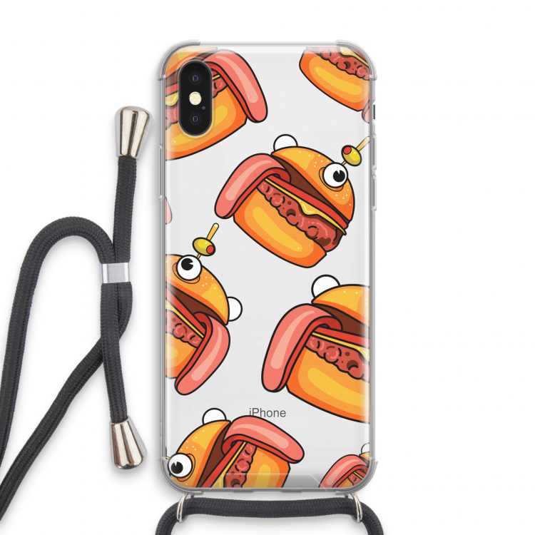 Hamburger: iPhone XS Transparant Hoesje met koord