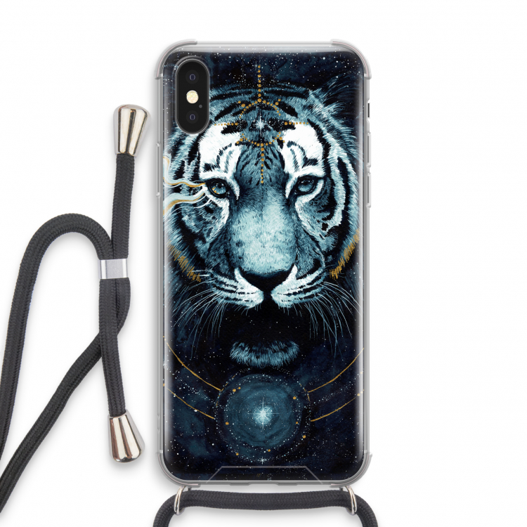Darkness Tiger: iPhone XS Transparant Hoesje met koord