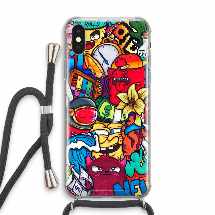 No Rules: iPhone XS Transparant Hoesje met koord